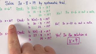 Solving an equation by systematic trial