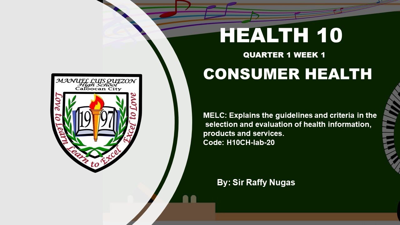 CONSUMER HEALTH HEALTH 10 QUARTER 1 WEEK 1 YouTube