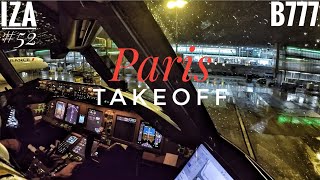 B777 TAXI & TAKEOFF Paris CDG | Cockpit View | ATC & Crew Communications