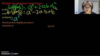 Multiply Two Binomials: Special Cases