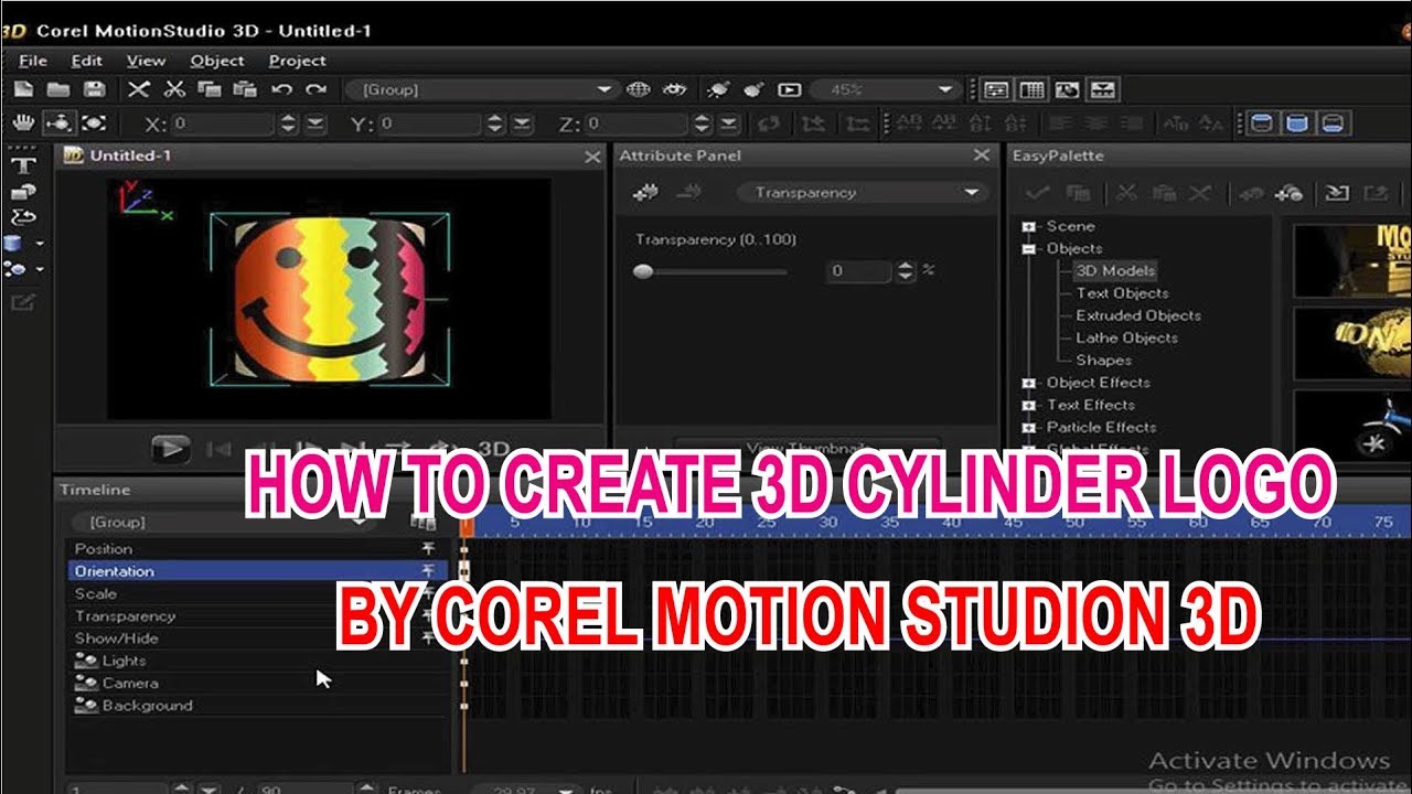 How To Create 3D Cylinder Animation Logo By Corel Motion