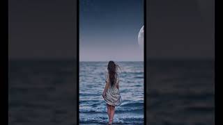 Girl Standing On Beach At Night