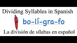 Dividing Syllables in Spanish. La división de sílabas en español.