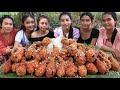 Yummy cooking chicken leg crispy with tomato sauce and rice recipe in my village