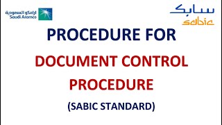 DOCUMENT CONTROL PROCEDURE (Sabic Standard)