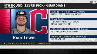 Cleveland Guardians Select Kade Lewis with No. 123 Pick in 2026 MLB Draft