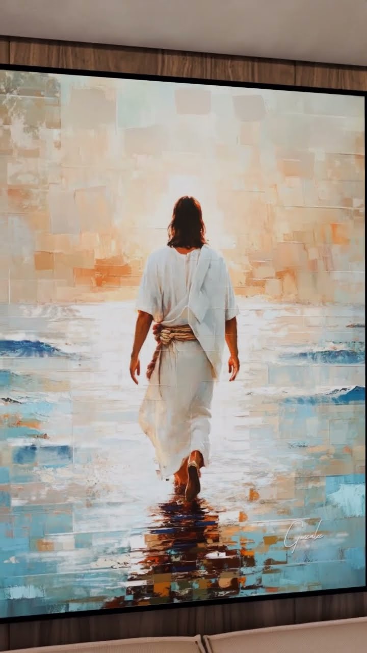Vídeo de Quadro Jesus Sobre as Águas Grid Art