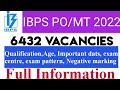 IBPS po notification2022|IBPS po 2022 total vacancy