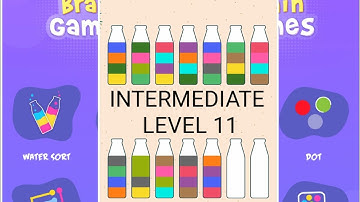 brain games water sort intermediate level 11 solution walkthrough gameplay| water Sort puzzle