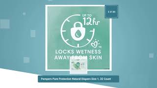 Pampers Pure Protection Natural Diapers Size 1, 32 Count