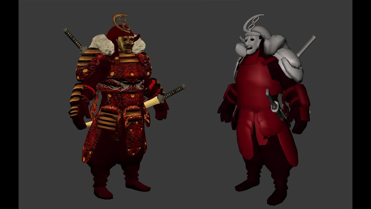 samurai character 3d model turn around youtube