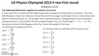 US F=ma Physics Olympiad 2013. First Round. Problems 23-25 of 25. Mechanics