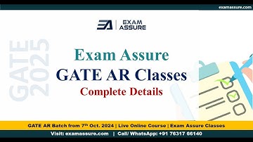 Details of GATE AR 2025 Batch for GATE Architecture and Planning | Exam Assure GATE Classes