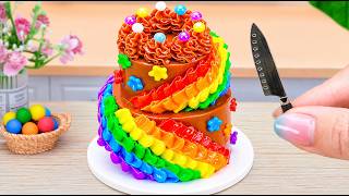 Satisfying Mini Cake Decoration ❤️ How To Make Sweet Rainbow Chocolate Buttercream Cake 🌈🍰