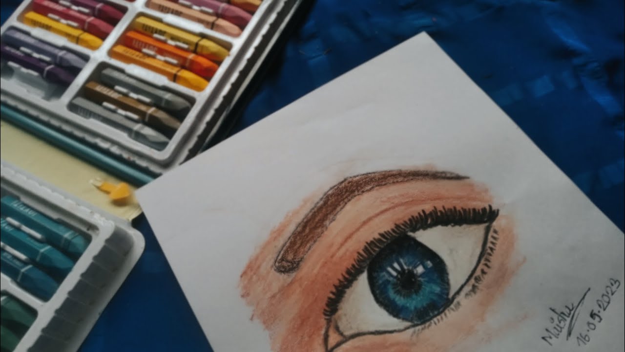 How to draw realistic eye with oil pastel step by step | Easy drawing ...
