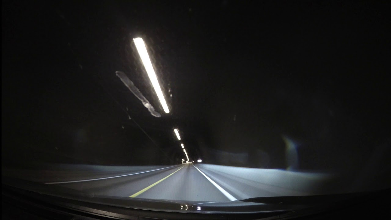World's longest driving road tunnel, Lærdalstunnelen Tunnel, Norway, time lapse.