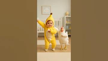 Adorable Baby Cute Chicken Banana Dance Challenge 