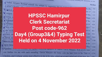 @HimachalExamHub (Clerk Secretariat) (Post Code-962)(Day4) Group3&4 Typing Test Paper
