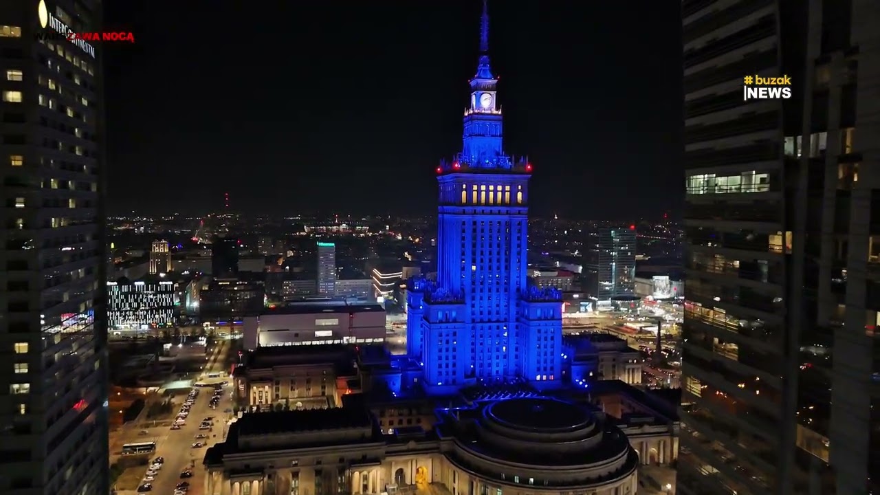WARSZAWA NOCĄ #buzaknews #warszawa #warszawawobiektywie #warszawadlawszystkich #warszawanocą #drone 