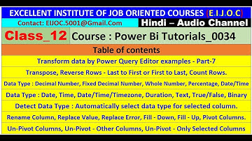 12_25.0126_Power Bi_Tutorials_0035_Transpose, Reverse Rows, Count Rows, Data Type, Rename Column.
