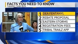 KRQE Newsfeed: DEA fentanyl, Rebate proposal, Storm chances, Registration fees, Tribal trials app