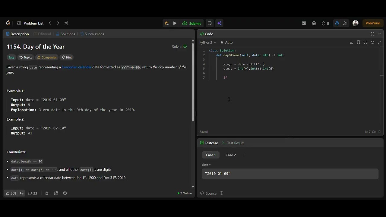 Day 14 | 68/1000 | LeetCode 1154 – Day of the Year | Prefix Sum Date Trick in Python 🗓️🔥