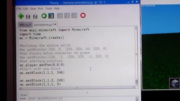 Minecraft Pi Python Animation Basics with one block