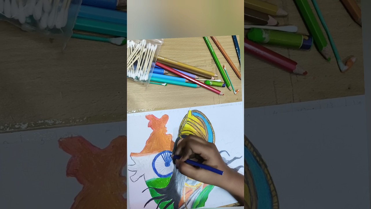 Bharat Mata Drawing With Colour 🎨🖍️