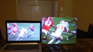FUSION SILVER SCREEN ON 720P 200 LUMENS VS 1080P LAPTOP ON FOOTBALL