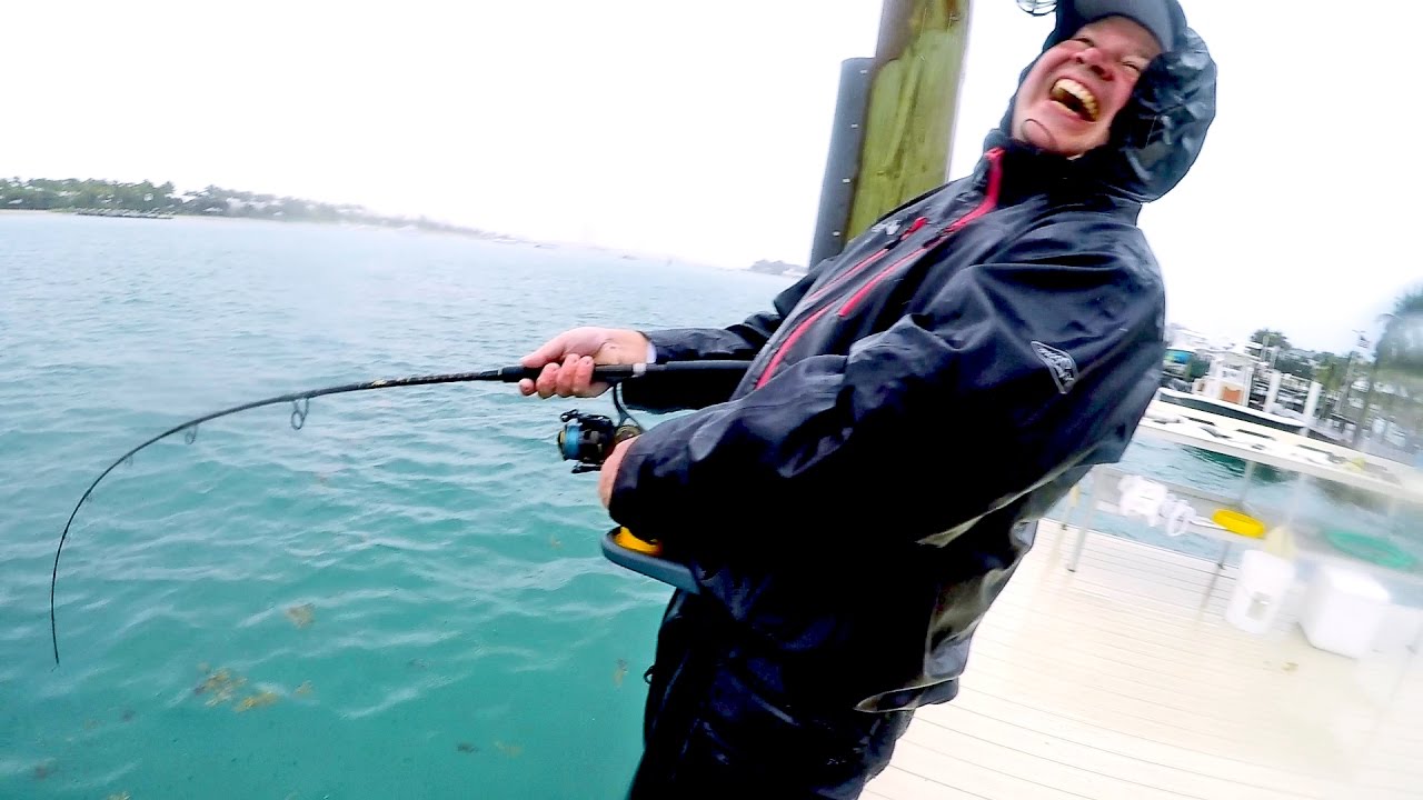 Fishing in Brutal Rain on the Docks, Catch N Cook YouTube