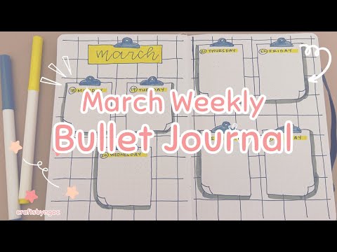 ASMR Bullet Journaling | March 2024 Weekly Spread