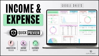 Income and Expense Tracker Google Sheets Rainbow | Quick Preview