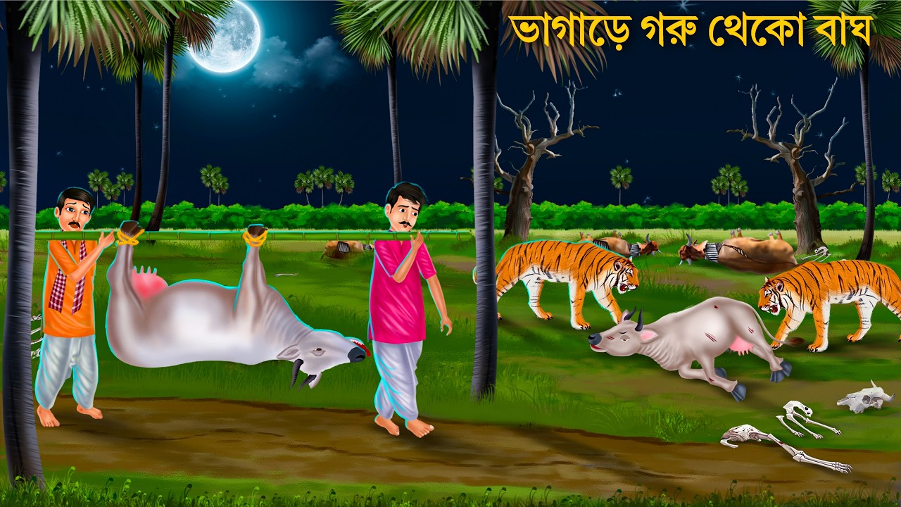সুন্দরবনের ভাগাড়ে বাঘ ও গরু | GORU O BAGH | Sundarban Cartoon | Bhuter Cartoon | Notun Bangla Golpo