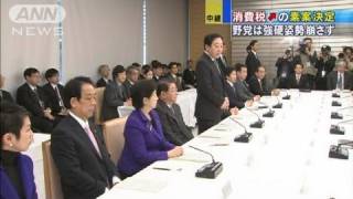 消費増税の素案を正式決定　野党は強硬姿勢崩さず（12/01/06）