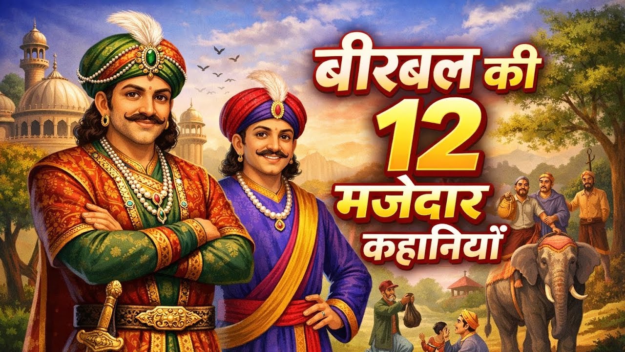 बीरबल की 12 सबसे मजेदार कहानिया 🤩 Hindi Kahani 🤯 Cartoon  Stories For Akbar Birbal 😱