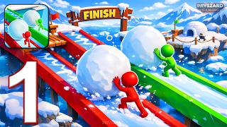 Snowball Race 3D: Ice Bridge - Gameplay Walkthrough Part 1 - Bridge Snow Race 3D (iOS, Android) screenshot 2