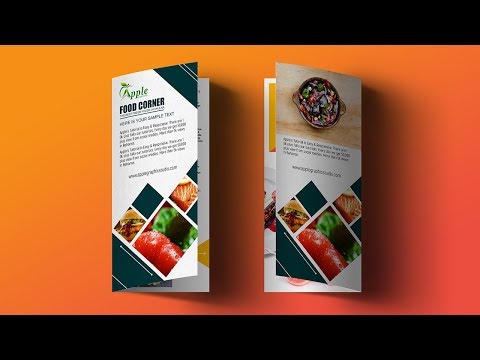 Bi Fold Brochure Design for Food Restaurant  - Photoshop Tutorial