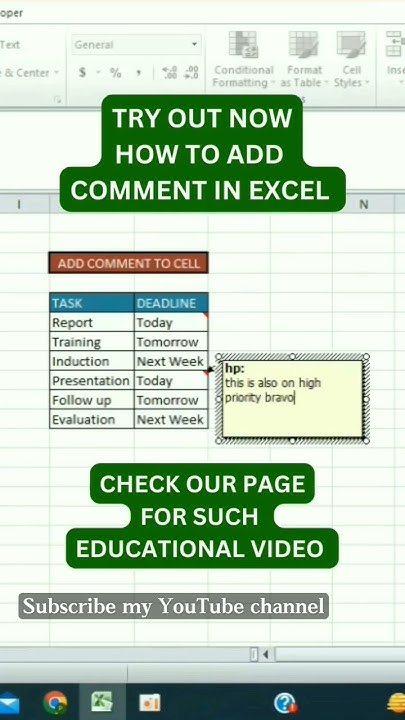 how-to-add-comment-in-excel-cells-shortcut-shift-f2-key-youtube