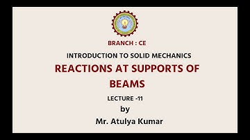 Introduction To Solid Mechanics| Reactions At Supports of Beams| AKTU Digital Education