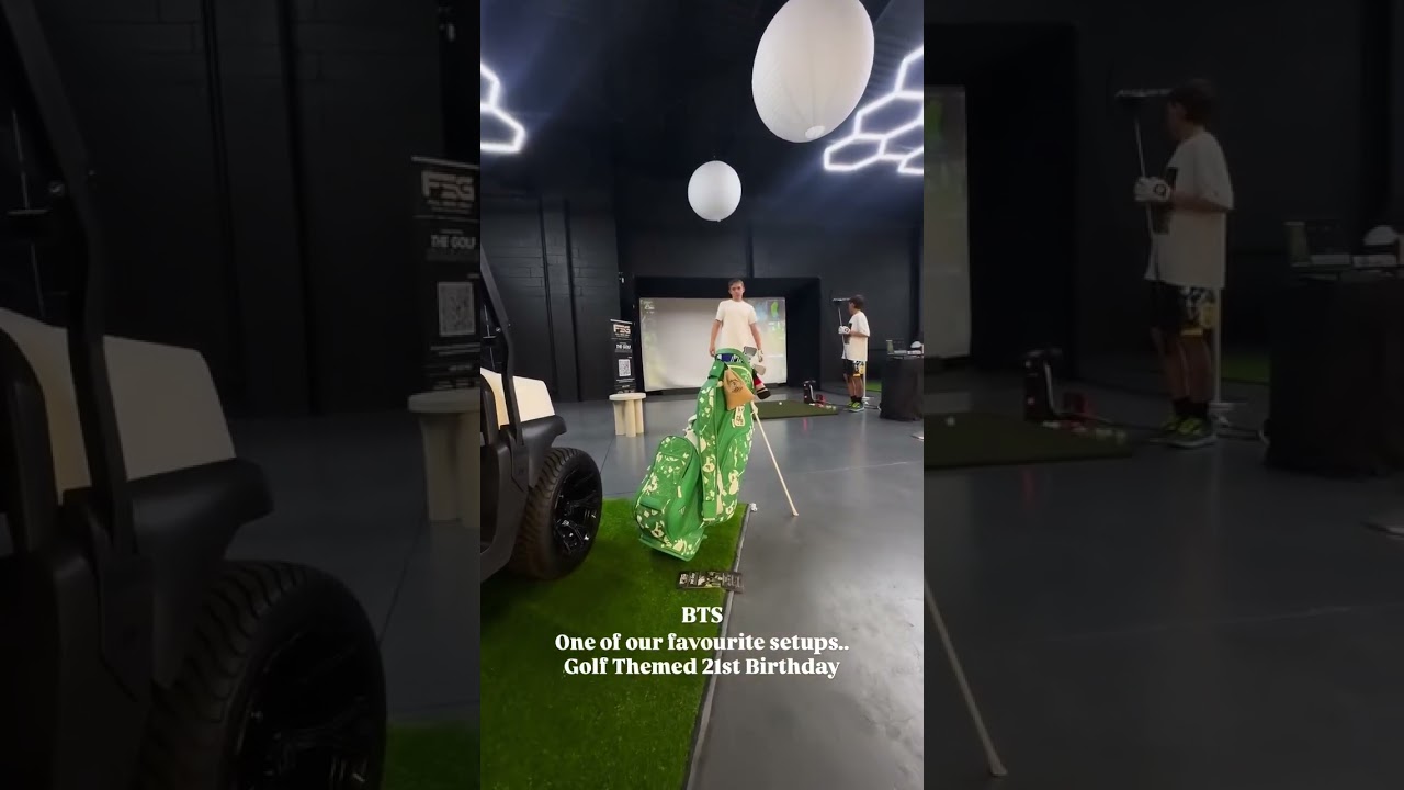 Golf themed 21st birthday party simulator setup by Full Send Golf in Adelaide