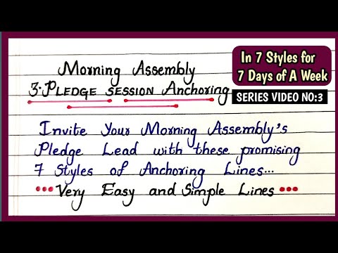 Morning Assembly Anchoring Script | SERIES VIDEO NO:3 | PLEDGE ...