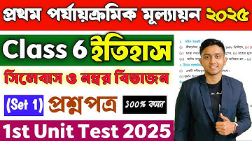 Class 6 History 1st Unit Test 2025 Question Paper | Class 6 History 1st Unit Test Sugestion 2025