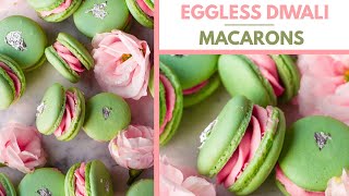 Eggless Diwali Macarons Pista Rose Macarons For Diwali How To Make Eggless Macarons
