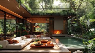 Fresh Living Room Space Outdoor Immersed in Nature 🌤️ Soothing Jazz Piano - Relaxing Jazz Music