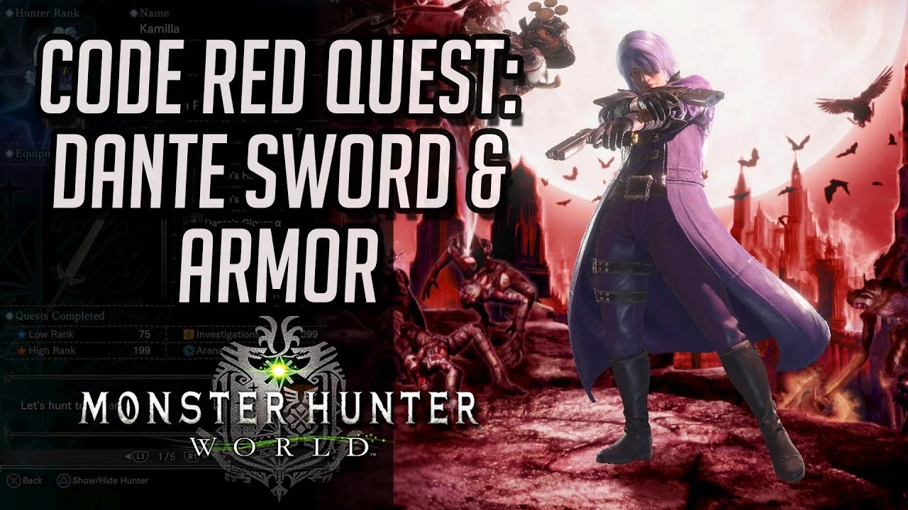 Monster Hunter World X Devil May Cry Event Code Red Solo Ls Dante Armor And Sword Preview Youtube