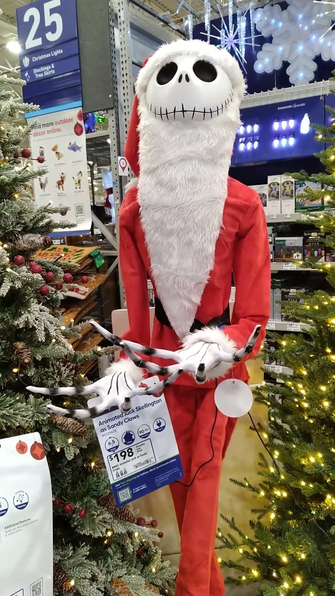 2025 Lowe's Animated Jack Skellington As Sandy Claus Animatronic