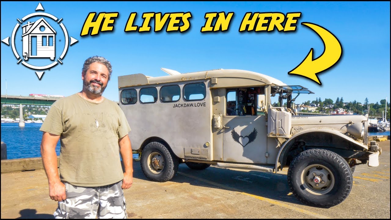 Old military truck becomes traveling tiny home w/ big heart - YouTube