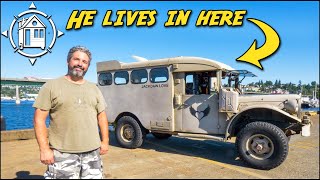 Old military truck becomes traveling tiny home w/ big heart