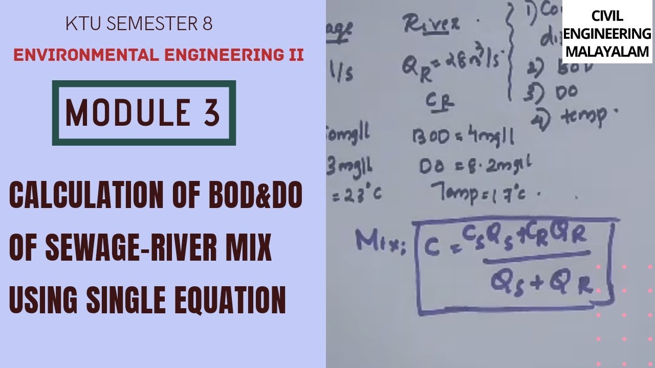 BOD OF SEWAGERIVER MIX KTU S8 EE2 MODULE 3 SIMPLE EQUATION