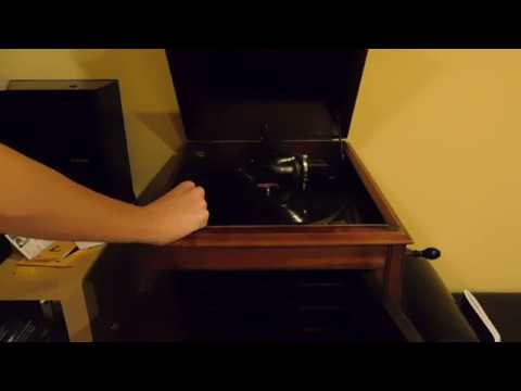 Playing a vinyl record on an old gramophone (don't try this!) - YouTube